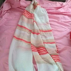 Coral, tan, white and peach scarf